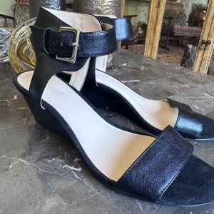 Nine West | Black Buttery Leather Sandals